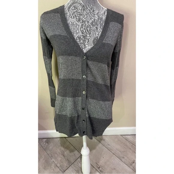 Old Navy Sweaters Old Navy Womens Grey Metallic Stripe